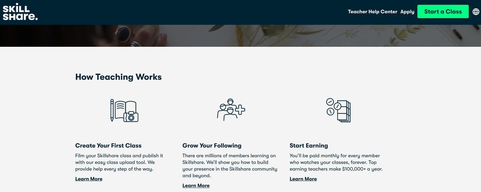 Sell online courses on course marketplaces like Skillshare.