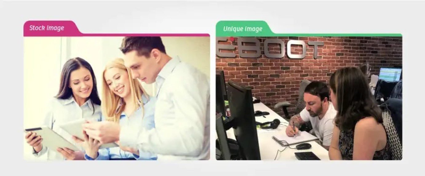 As much as you can, use original images instead of stock images