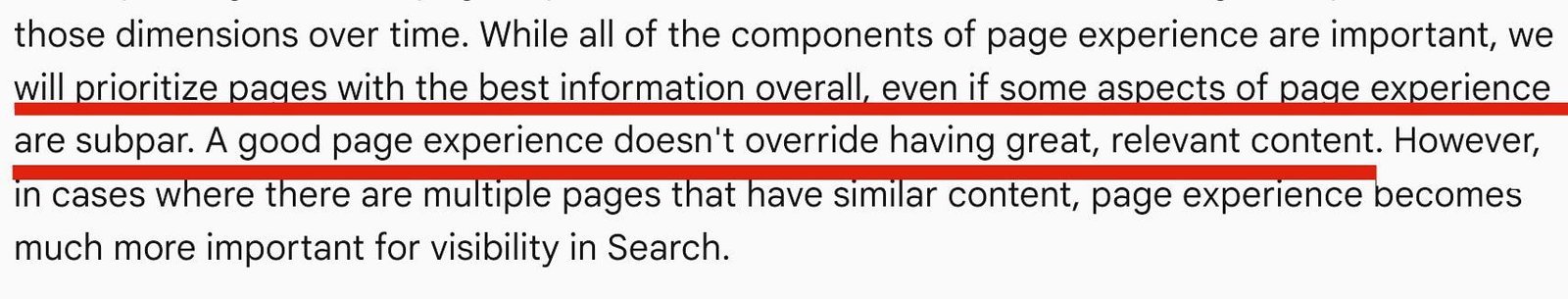 Google says it always will prioritizes quality information over quality design