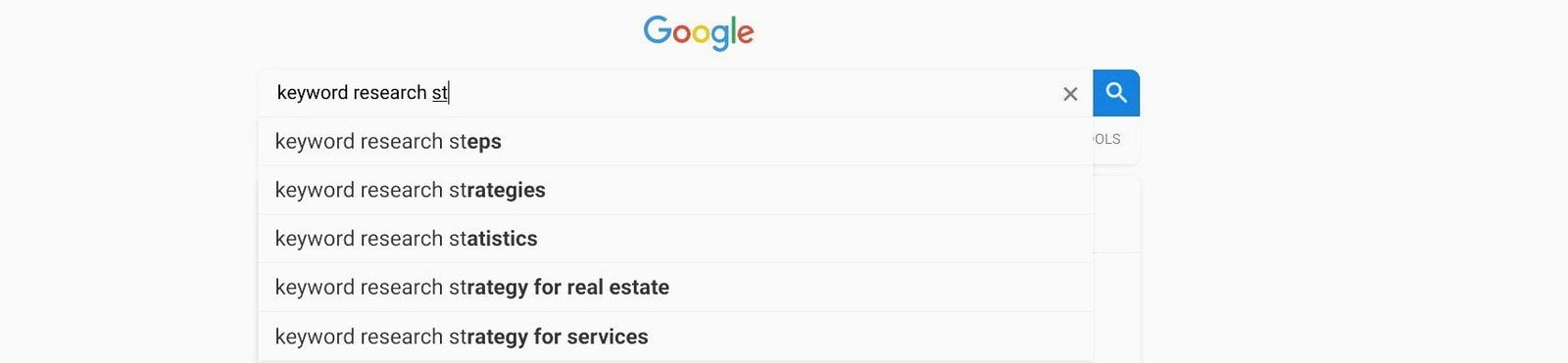 As you enter each letter, word, search engines will show a drop-down of suggestions that users are searching for.