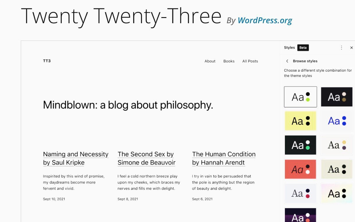 The default WordPress theme typically comes with a minimalist design.