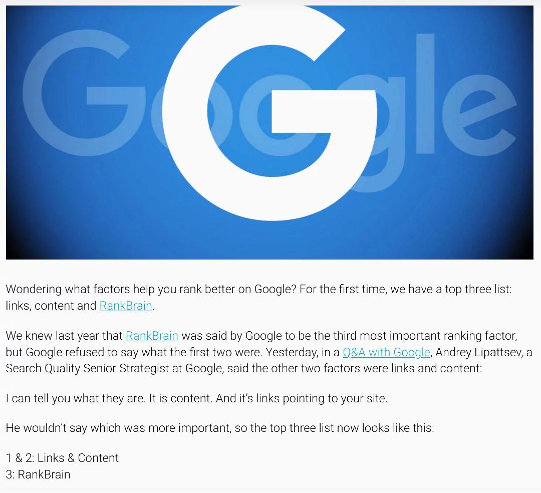 Links and Content are the first two most important ranking factors, according to Google.