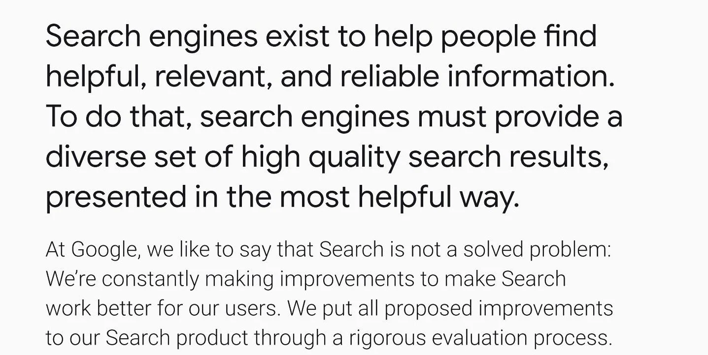 Google is constantly improving Search to help users find the best results.