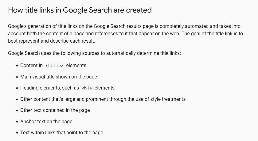 Title links on Google Search results page are generated from different sources, including title tags (or page titles).