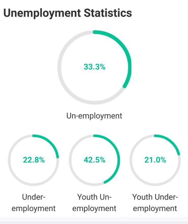 Unemployment rate in Nigeria stood at 33.3% as of 2020, according to National Bureau of Statistics.