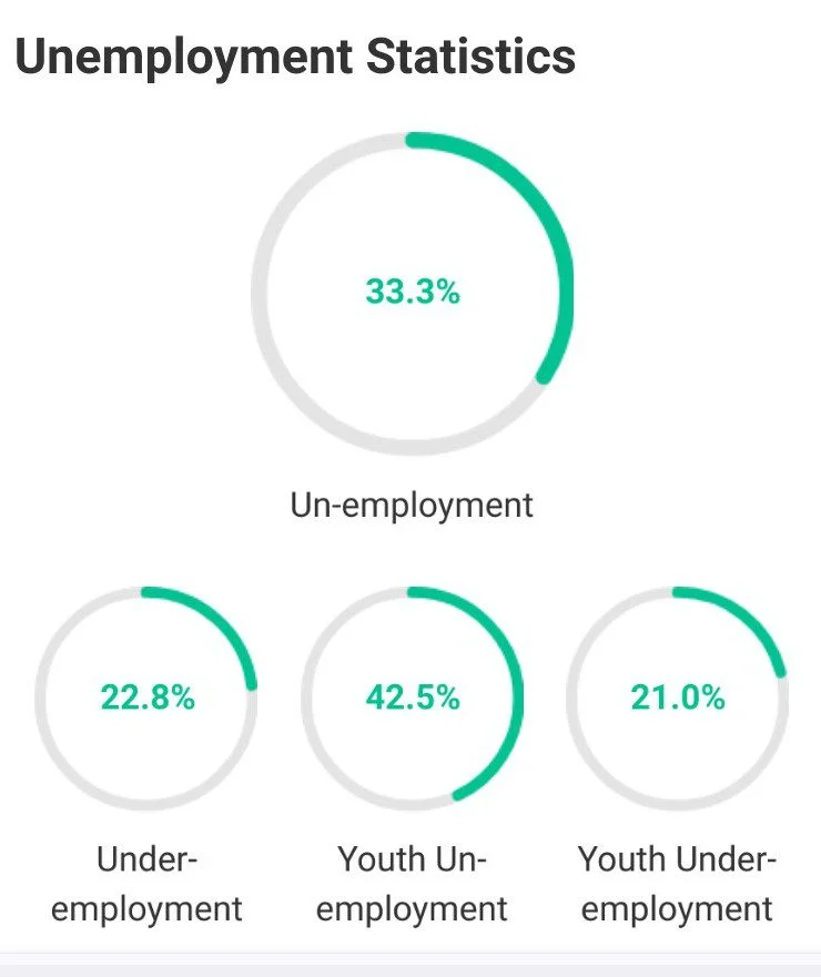 Unemployment rate in Nigeria stood at 33.3% as of 2020, according to National Bureau of Statistics.