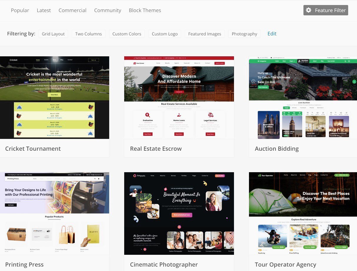 Free Photography themes Dozens of themes that match your specifications will come up on your screen.