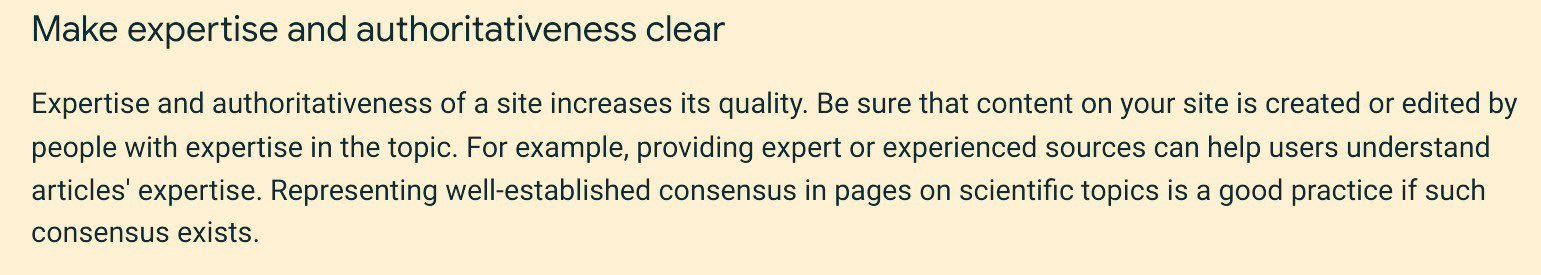 Make expertise and authoritativeness clear in your blog.
