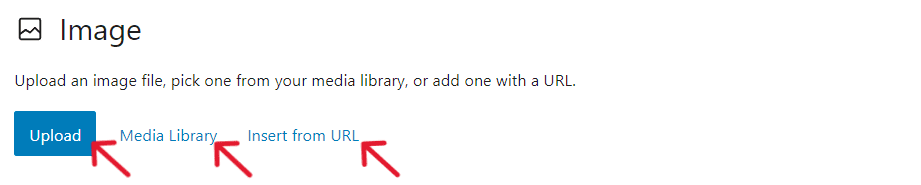 To add images to your posts, you can either upload an image file, pick from your media library, or insert the URL of the image.