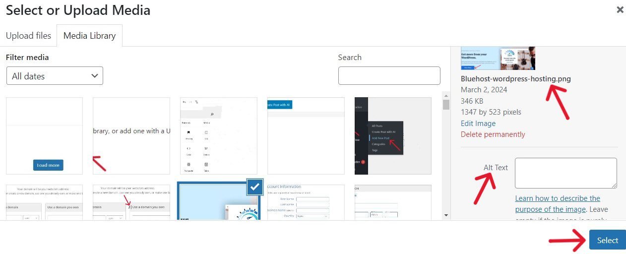 Write a brief description of each image in the Alternative Text field 