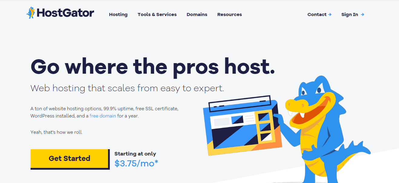 Buy discounted web hosting from HostGator and get one year free domain.