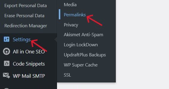 To set up your website's permalink structure, click 'Settings' >> 'Permalinks' in your WordPress dashboard.