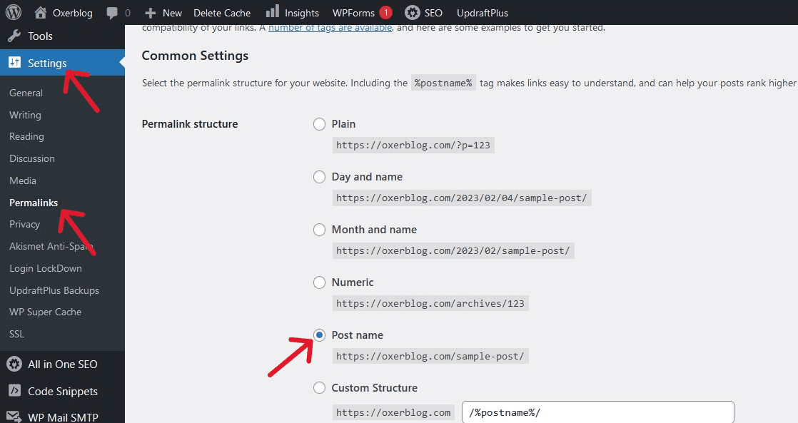 By default, WordPress has selected the most SEO-friendly permalink structure for you.