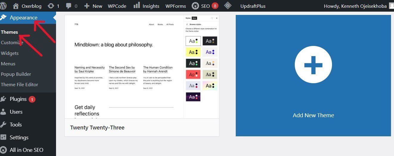 You can search all the free themes in the Theme Directory from your WordPress dashboard.