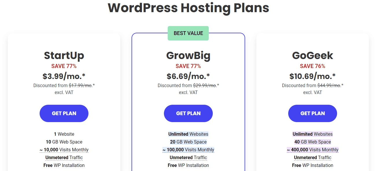 SiteGround has 3 hosting plans that are optimized for WooCommerce.