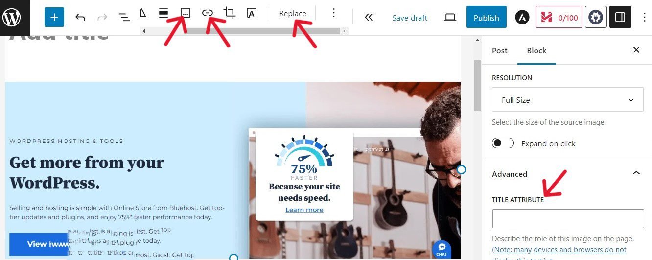 Write a title for each of your images in the Title Attribute field.