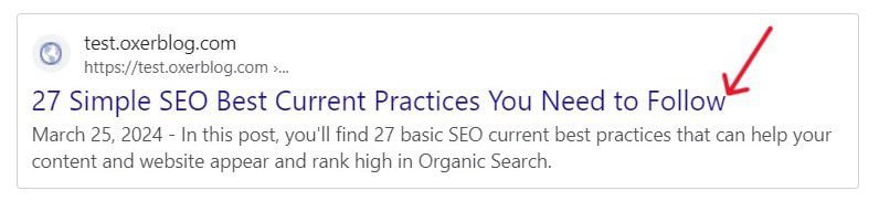 Your title link is the clickable headline of your search result that visitors can click on to view your post or page.