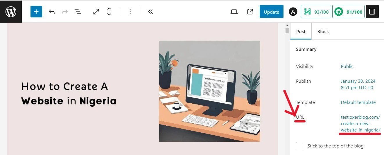 Set up the most SEO-friendly permalinks You can create a more seo-friendly URL for your post. Simply click the default URL on the right side of your screen to make the improvements you want.