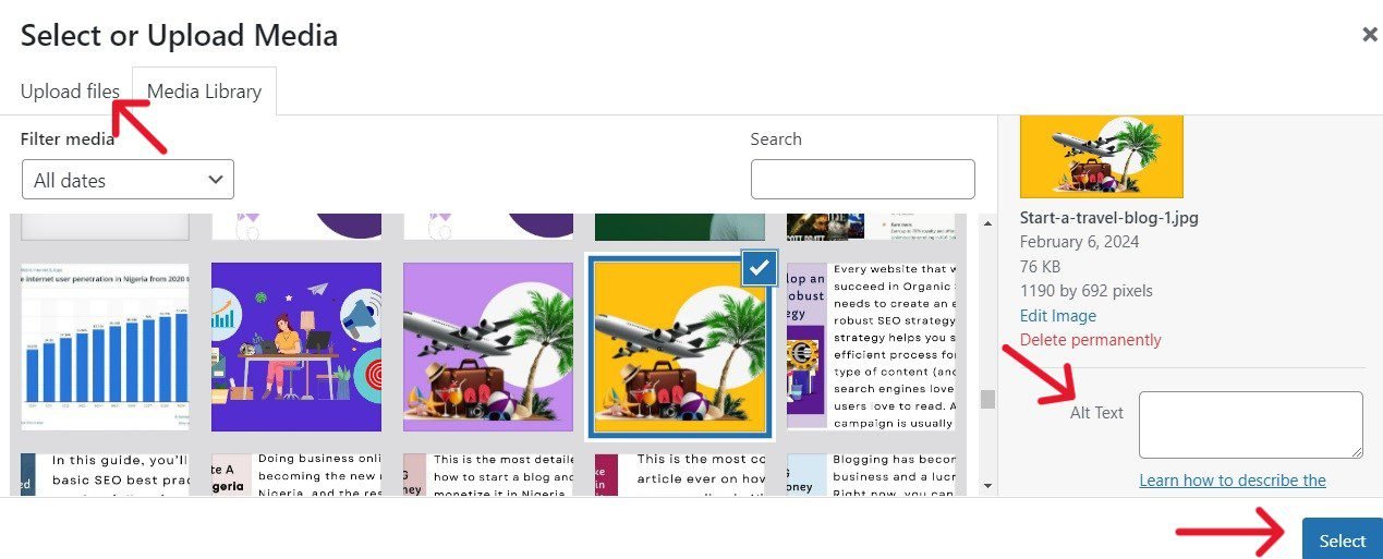 You can also upload your images via the Media Library.