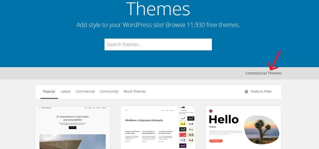 You can also browse premium themes in the WordPress theme repository.