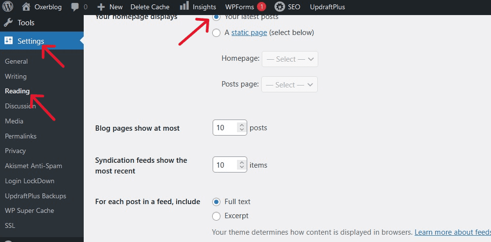 To set up your new homepage, go to "Settings' >> 'Reading' in your WordPress dashboard.