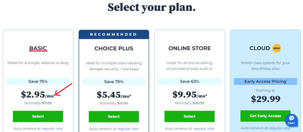 You can choose Bluehost's Shared hosting plan for one year.