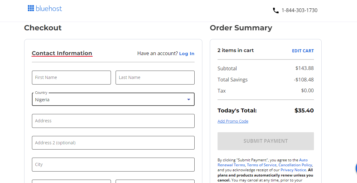 Fill in your accurate detais in the Contact information section.