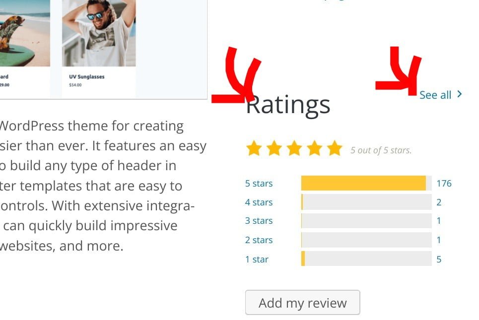 You can view the ratings and reviews of free themes in the WordPress theme directory.