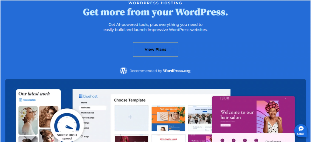 Bluehost is one of web hosting providers recommended by WordPress. 